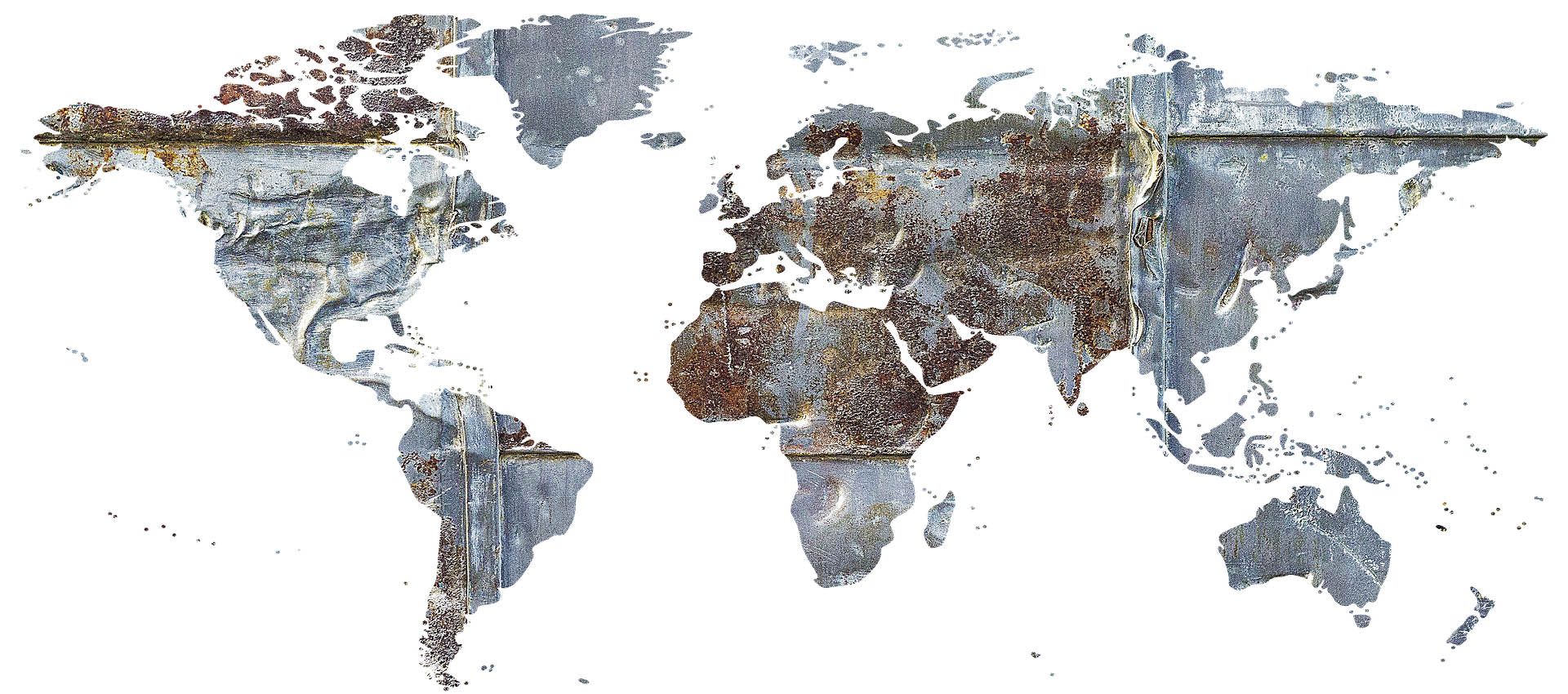 Metal map of the world